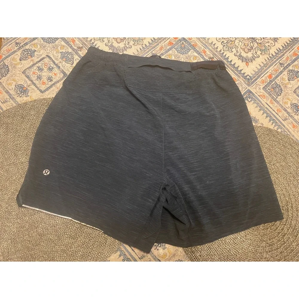 Lululemon Mens Pace Breaker Shorts Navy Blue Space Dye Athletic Gym Run 7